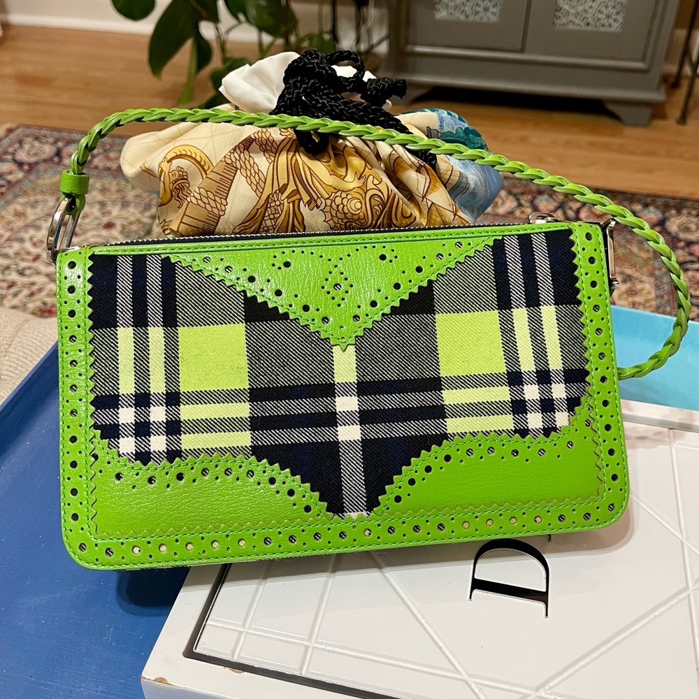 Dior Green Plaid & Leather D’Trick Bag
